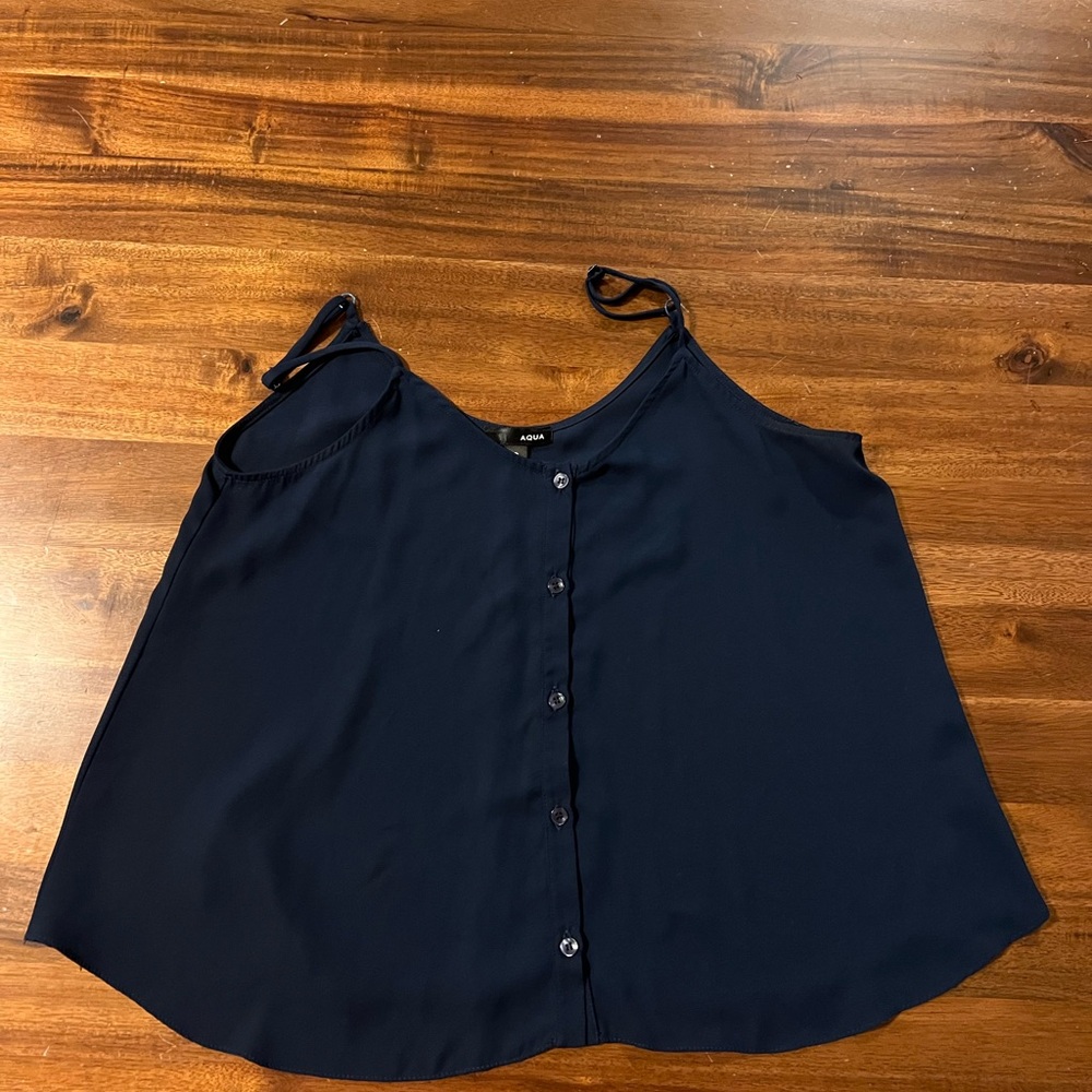Aqua Navy Button-Down Camisole